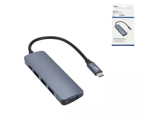 Adattatore USB tipo C HUB+PD USB A a 4 porte, scatola 4x USB 3.0 + presa di ricarica tipo C, scatola DINIC